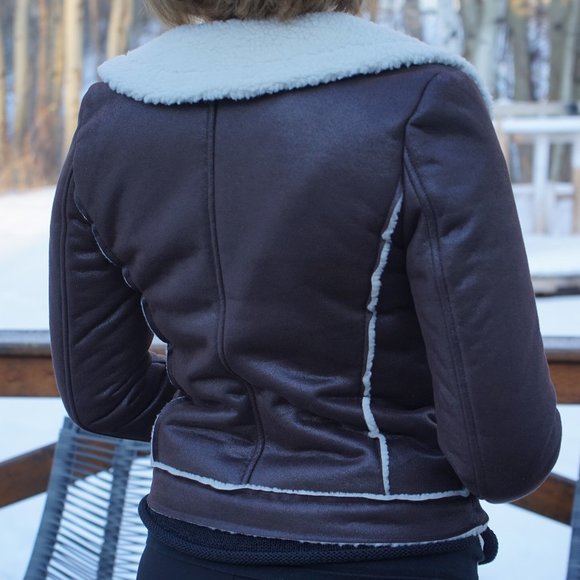 Women's MICHAEL Michael Kors Faux Shearling Jacket in Brown size S - Picture 5 of 6